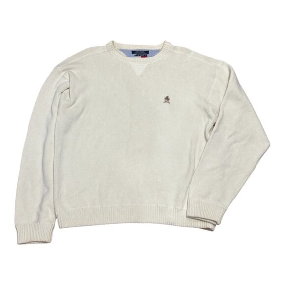 Tommy Hilfiger Sweater Mens XL Crewneck Crest Embroidered Pullover - Picture 1 of 9